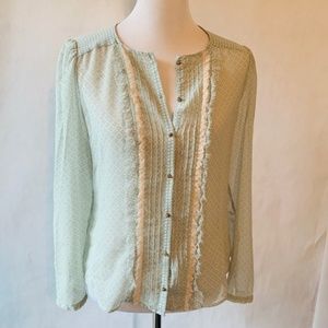 Zara Woman sheer top w/ skeleton buttons!